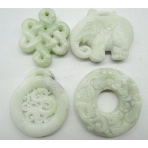 Wholesale Natural stone Chinese white black green stone hand-carved amulet pendant for diy Jewelry Making necklace Accessories