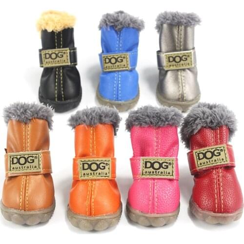 Pet Dog Shoes Winter Super Warm 4pcs/Set Dogs Boots Cotton Anti Slip for Small Pet Product Chihuahua Waterproof