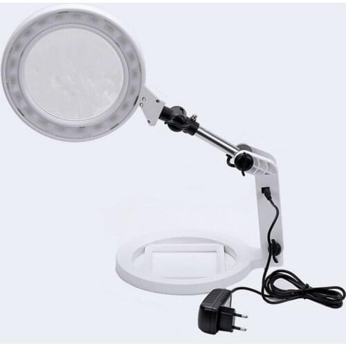 Newspaper Reading Illuminated Magnifier Table Top Stand Folding Magnifying Glass with Led Lights 2x 5x Loupe Magnifying Lamp Led