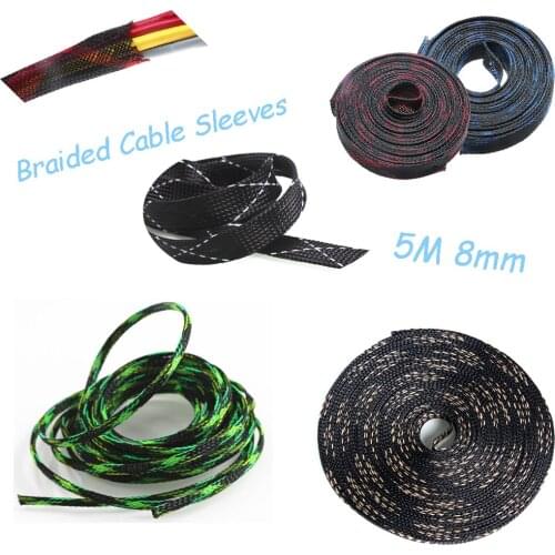 Dropship 5M 8mm Tight PET Braided Sleeves Expandable High Density Cable Sleeve Spiral Wrapping Wire Gland Cables Protection
