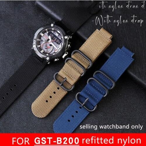 Nylon Watch Strap 24 * 16mm modified Canvas watchband for gst-b200 series special watch chain outdoor sweat proof nylon strap