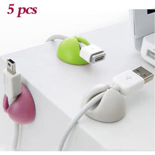 5Pcs Self-Adhesive Desktop Wire Cable Clips Organizer Solid Desk Set Winder Wrap Cord Cable Manager for Mouse USB Keyboard Lines