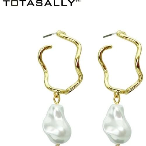 TOTASALLY Baroque stylish Vintage Irregular Simulated Pearl dangle Earrings Womens Statement Earrings Jewelry for party show