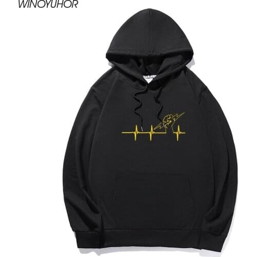 New Winter Funny Electrician Hoodies Men Long Sleeve Cotton Tops Heartbeat Of Electrician Sweatshirt Male Hip Hop Clothing