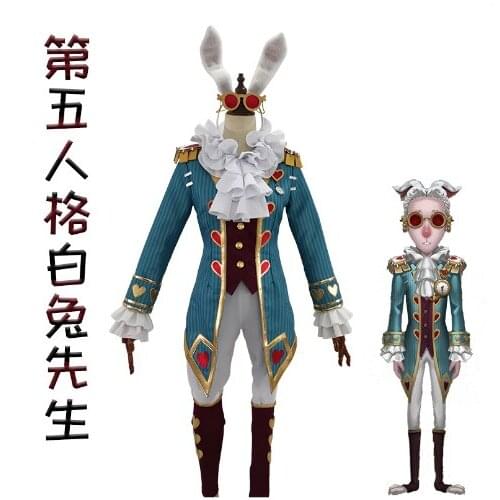 Identity V cos lawyer Mr. White Rabbit adult cosplay costume props R