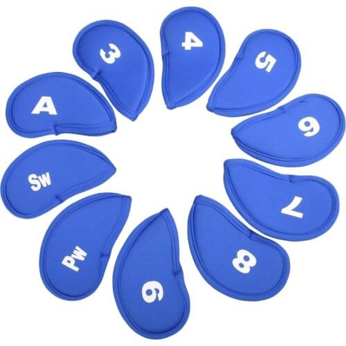 10 Pcs/Set Golf Iron Head Covers 5mm Thicken Black Blue Red Golf Club Headcover with Number for For Iron Set Clubs