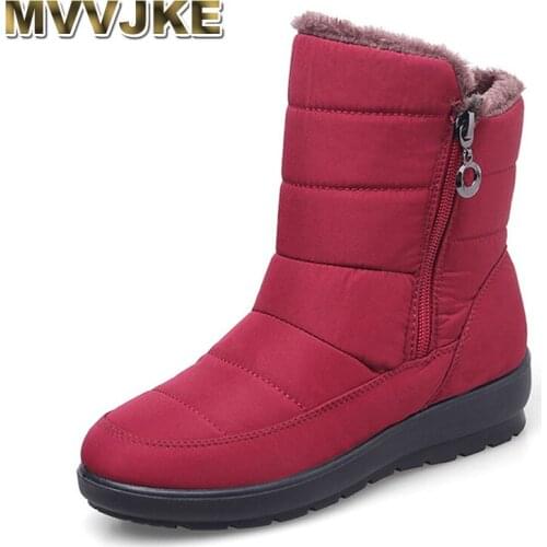 MVVJKE 2019The new non-slip waterproof winter boots plus cotton velvet women shoes warm light big size 41 42 snow bootsE1872