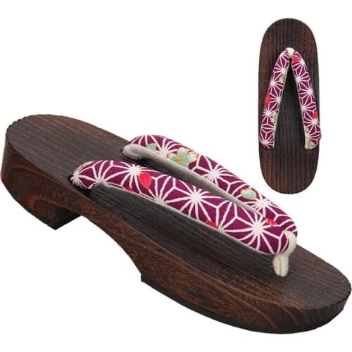 Womens Summer Wood Sandals Charcoal Color Classic Japan Geta Casual Flip Flops Beach Slippers Cosplay Shoes Clogs