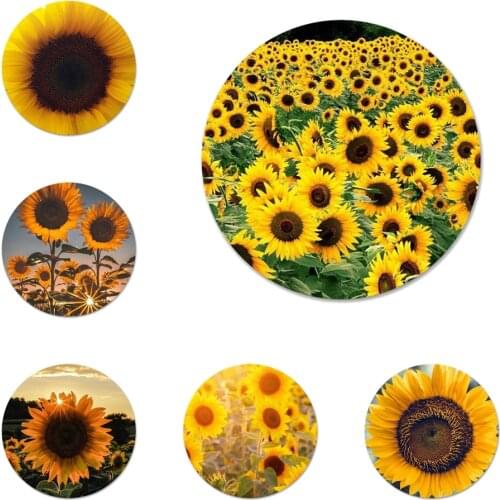 58mm Container Gardens Sunflower Lovely Icons Pins Badge Decoration Brooches Metal Badges For Backpack Decoration