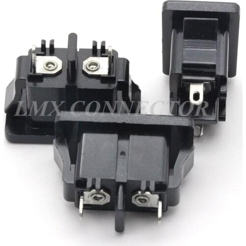 10PCS IEC320 C8 Black Male Plug Power socket 2P Connector copper Switch AC-027