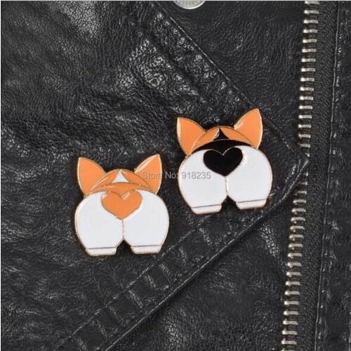 20/Lot 2 Styles Dog Butt Alloy Metal Brooch Figures Pin For Lapel Action Toy