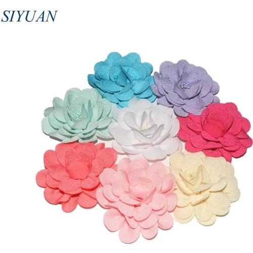 25pcs/lot Summer Color Pearl Centered Fabric Burlap Flower WITH/WITHOUT CLIP Hair Accessories Women Headwear TH231