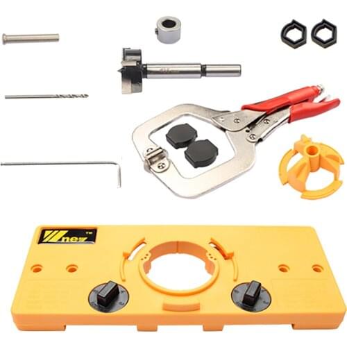 35mm Hinge Hole Saw Jig Drilling Guide Locator Hole Opener Door Cabinets DIY Woodworking Hand Tools