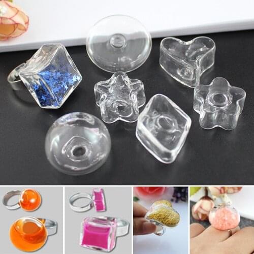 6PCS DIY Liquid Ring Bottles(12 styles avaialbe),glass bubble Liquid rings,Glass Globe Bubble Vial rings Handmade jewelry charms