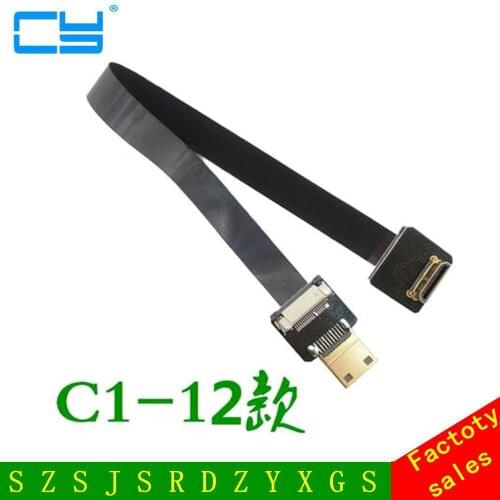 5cm-100cm FPV Mini HDMI Male to 90 Degree Down Angled HDMI Male FPC Flat Cable for Multicopter Aerial Photography