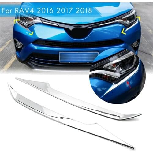 ABS Chrome Headlight Eyelid Cover Head Light Eyebrow Molding Strip Trim for Toyota RAV4 2016 2017 2018 Accessories