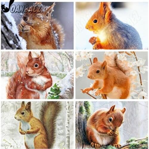 Squirrel 5D Diy Diamond Painting Animal Cross Stitch Winter Landscape Mosaic Manual Inlaid Wall Art Craft Gift Home Decoration