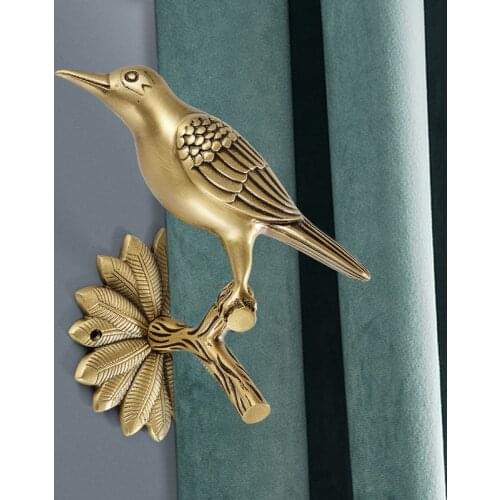 American Luxury Bird Decoration Accessories Curtain Block Hook Living Room Balcony Curtain Buckle Brass Bathroom Curtain Hooks