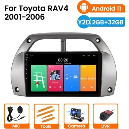 For Toyota RAV4 Car Radio Multimedia Video Player Navigation GPS Android 11 2DIN Head Unit years 2001 2002 2003 2004 2005 2006