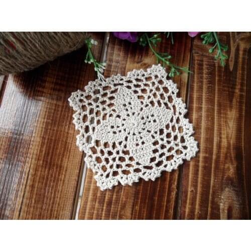 Free shipping 12pic/lot cotton knitted placemat tableware for dinning table cup pads coaster withe flower potholder tablemat