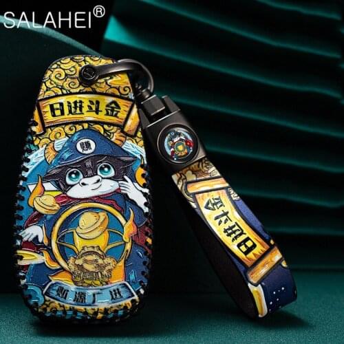 Genuine Leather Key Case For Car For Changan CS35PLUS CS55PLUS CS75PLUS CS15 Oushang A600 A800 Car Key Cover Auto Accessories