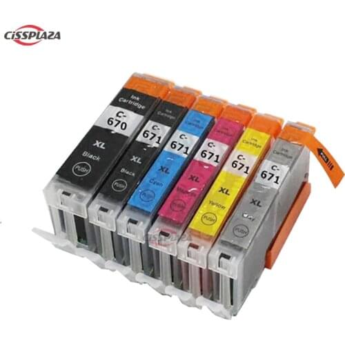 CISSPLAZA 18pcs PGI-670 PGBK CLI-671 GY Compatible ink Cartridge for canon PIXMA MG7750 MG7751 MG7752 MG7753 full ink PGI670