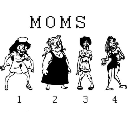 Zombie Stick Figure Family Of Moms And Kids Car Stickers Covering The Body Of Fashion Vinyl Decals Black/Silver C7-1386