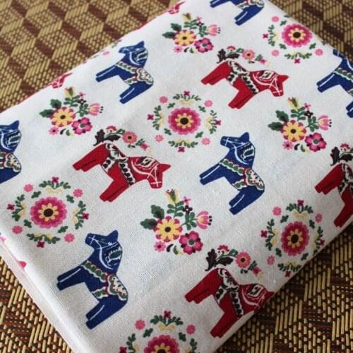 50x150cm Cotton Cute Horse Fabric Cloth DIY Handmade Sewing Patchwork Sofa Pillow Cover Curtain Tablecloth Kids Doll Bag