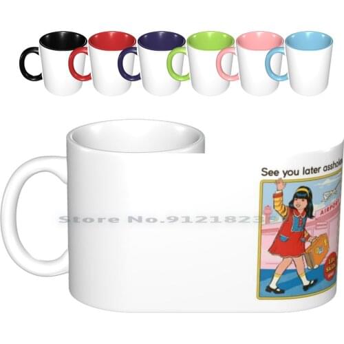 See You Later Ceramic Mugs Coffee Cups Milk Tea Mug Travel Vintage Retro Nostalgia 70s 80s Dark Humour Funny Airport Plane