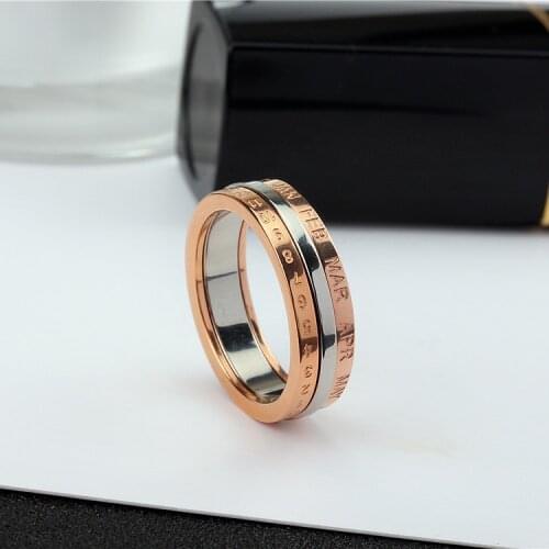 YUN RUO 2020 Rose Gold Personality Rotatable Number Ring for Woman Man Gift 316L Stainless Steel Jewelry High Polish Never Fade