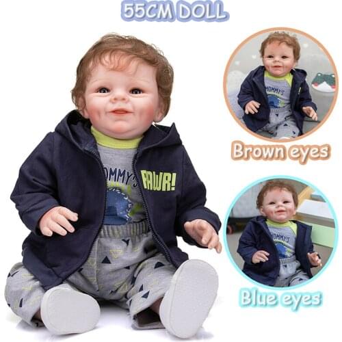 Reborn Baby doll 55CM lifelike Shaya in Boy Version Sweet Face Cute Baby Toddler Boy Doll 3 Month Real Baby Size Cuddly