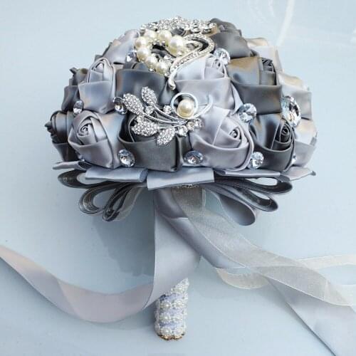 Hot selling sliver crystal bridal wedding bouquets for wedding decoration
