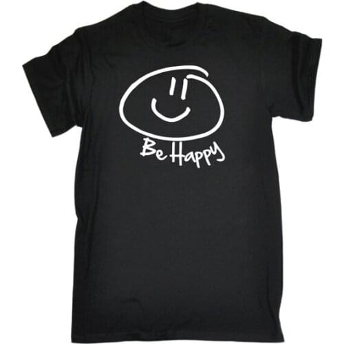 Hot Fashion Be Happy Smiley Face T-SHIRT Cheeky Hippy Flower Power Rave Gift Fathers Day