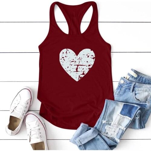 Women Summer Round Neck Tank Tops Harajuku Heart Printing Tanks Tops Women Summer Loose Graphic Sleeveless Ropa De Mujer