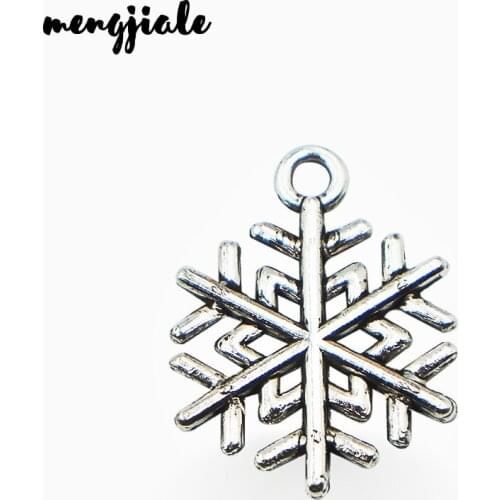 MENGJIALE Hot sell 35pcs/lot metal antique silver charms Snowflake charms pendant fit necklace jewelry findings 19.5*16.5mm