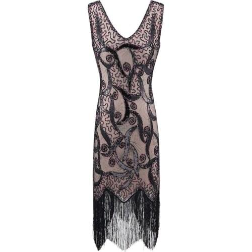 Fashion S-XXL Plus Size Womens Fashion 1920s Flapper Dress Vintage Great Gatsby Charleston Sequin Tassel 20s Party Dress