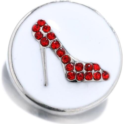 Fashion Beauty Round Rhinestone High heels 18MM snap buttons fit snap bracelet snap jewelry wholesale KZ2062