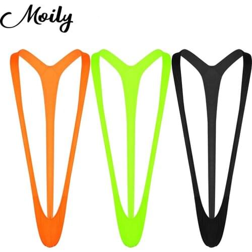 Sexy Gay Lingerie Mens Thongs and G Strings Sexy Men Elastic Shoulder Strap Mankini Homme Thong V-Neck Men Penis Beach Swimwear