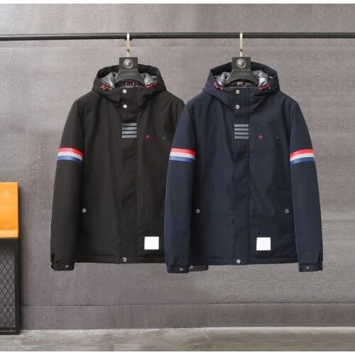 2021 Fashion Brand Coats Men Loose Hooded Down Jacket Stripes Solid Thick Windproof Casual Winter Clothing