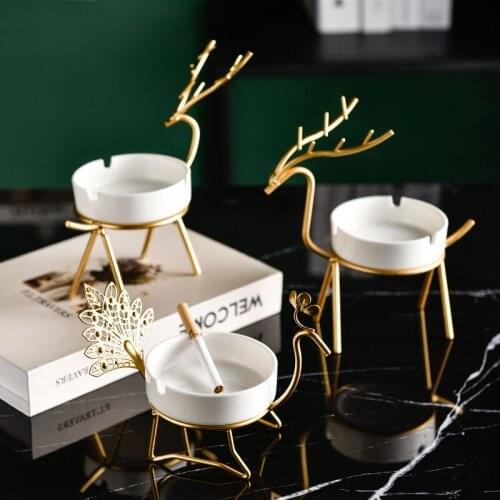 New Metal Craft Ashtray Elk Animal Ashtray Light Luxury Desktop Home Decoration Accessories Ashtray Accessories