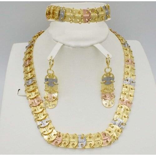 New High Quality Dubai gold Jewelry Set Nigerian Wedding African beads jewelry set for women statement necklace earrings set