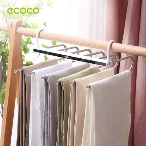 ECOCO Folding Pants Rack Multifunctional Hanger Rod Scarf Holder Towel Bar for Bedroom Clothes Tie Storage Rack Storage Tools