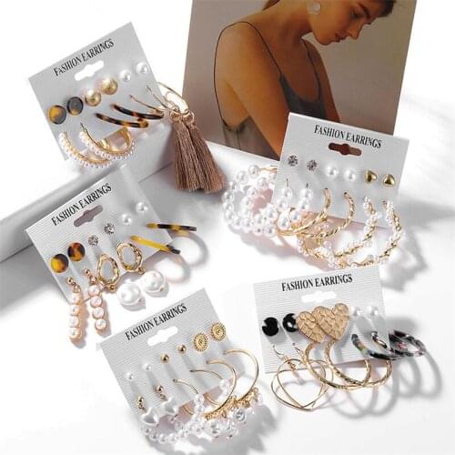 Vienkim Fashion Acrylic Shell Earrings Set For Women Bohemian Leopard Tassel Long Stud Earrings 2019 Brincos Geometric Jewelry