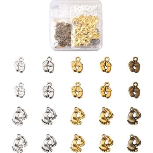 1 box Small Cute Baby Foot Prints Charm Pendants for Newborn Baby Bracelet Anklet Necklace Making DIY Handmade Jewelry 4 Co