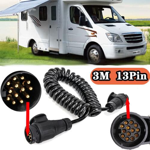 13 Pin Plug And 13 Pin Socket Trailer Plug With Spring Cable 300Cm Extension Wiring Caravan Connectors Car Accessories