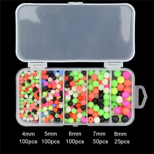 4/5/6/7/8mm Carp Fishing Beads Plastic Multi-color Round Floating Fishing Rig Beads 375pcs