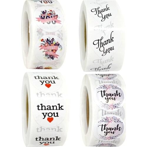 4Style 500Pcs/roll Floral Thank You Stickers 1 inch Round seal label handmade scrapbooking Envelope stationery sticker