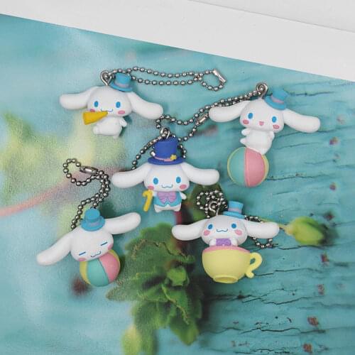 5 Pcs Set Kawai Circus Style Big-eared Dog Doll Capsule Toy Anime Figure Model Keychain Pendant Ornaments Boy Girl Gift