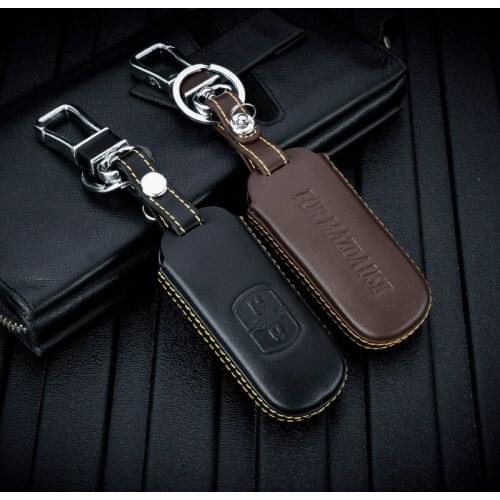 ABAIWAI Leather Car Key Case Cover For MAZDA 2 3 CX-5 CX-4 CX-7 Auto Parts Styling Holder Interior Accessories Key Bag