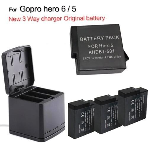 For Gopro HERO 6 5 Original battery Gopro 6 batteries NEW 3-way LED Charger Box for GOPRO HERO 5 camera Accessories